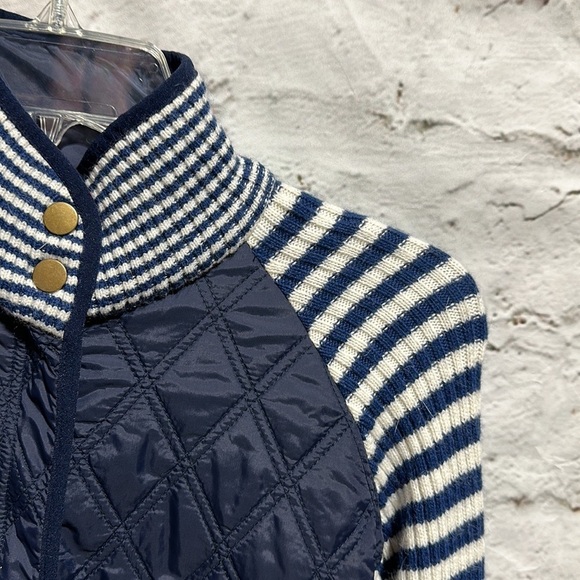 Pink Pineapple Navy and White Stripe Sweater Jacket NWT size Medium - Picture 6 of 7